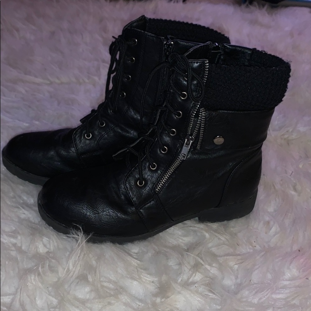 black combat boots
